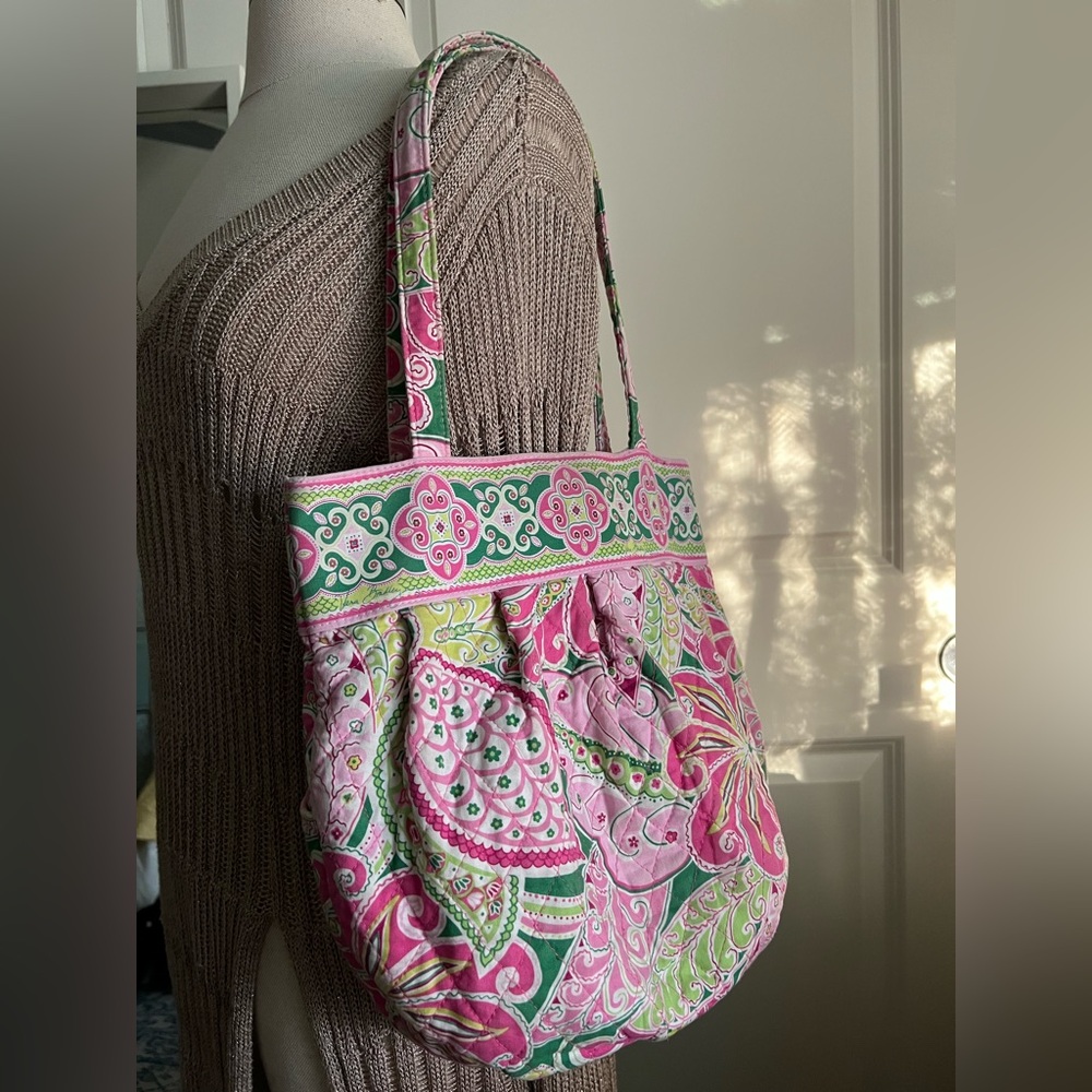 Vera Bradley Pink and Green Paisley Tote